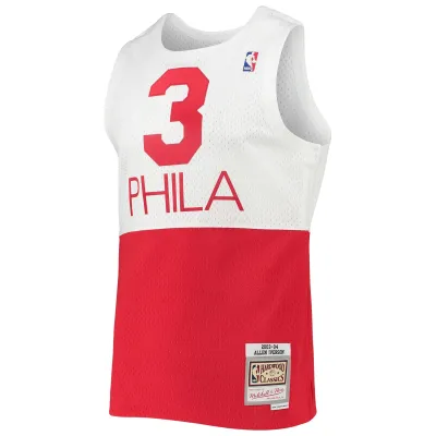 Men's Philadelphia 76ers Allen Iverson White 2003/2004 Hardwood Classics Swingman Jersey 02