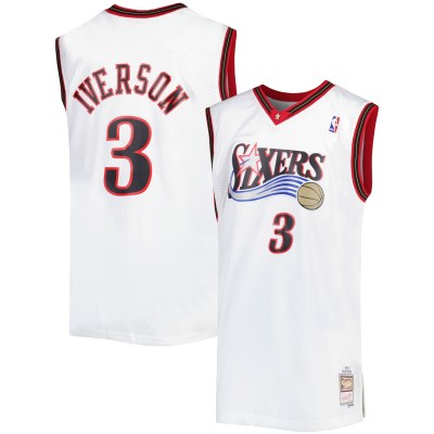 Men's Philadelphia 76ers Allen Iverson White Big & Tall Hardwood Classics 1996/97 Swingman Jersey 01