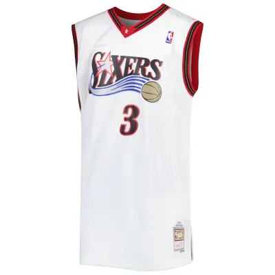 Men's Philadelphia 76ers Allen Iverson White Big & Tall Hardwood Classics 1996/97 Swingman Jersey 02
