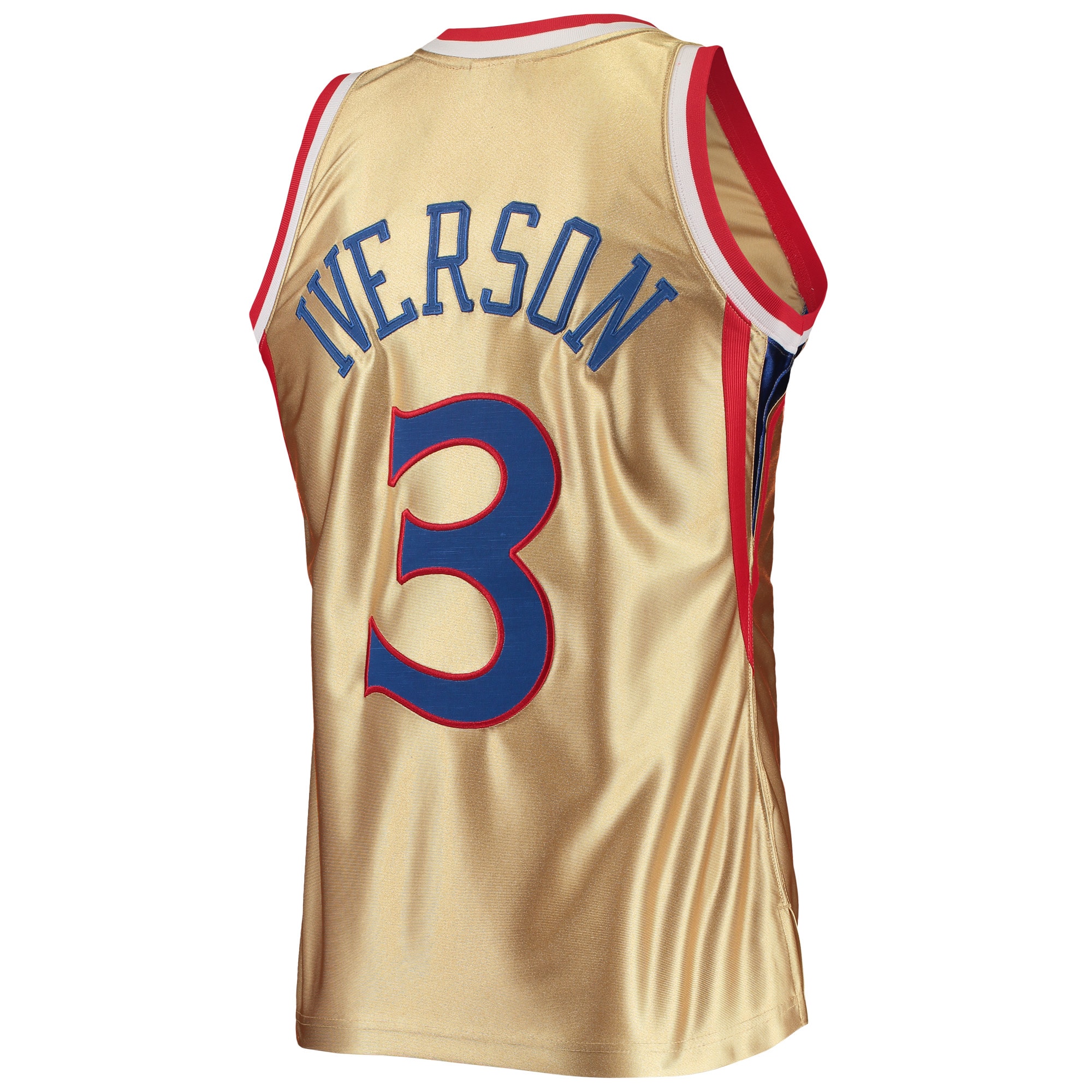 Men's Philadelphia 76ers Allen Iverson Gold 75th Anniversary 1996/97 Hardwood Classics Swingman Jersey