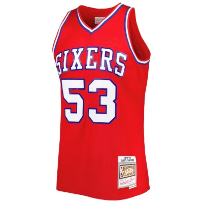 Men's Philadelphia 76ers Darryl Dawkins Red Hardwood Classics 1979/80 Swingman Jersey 02