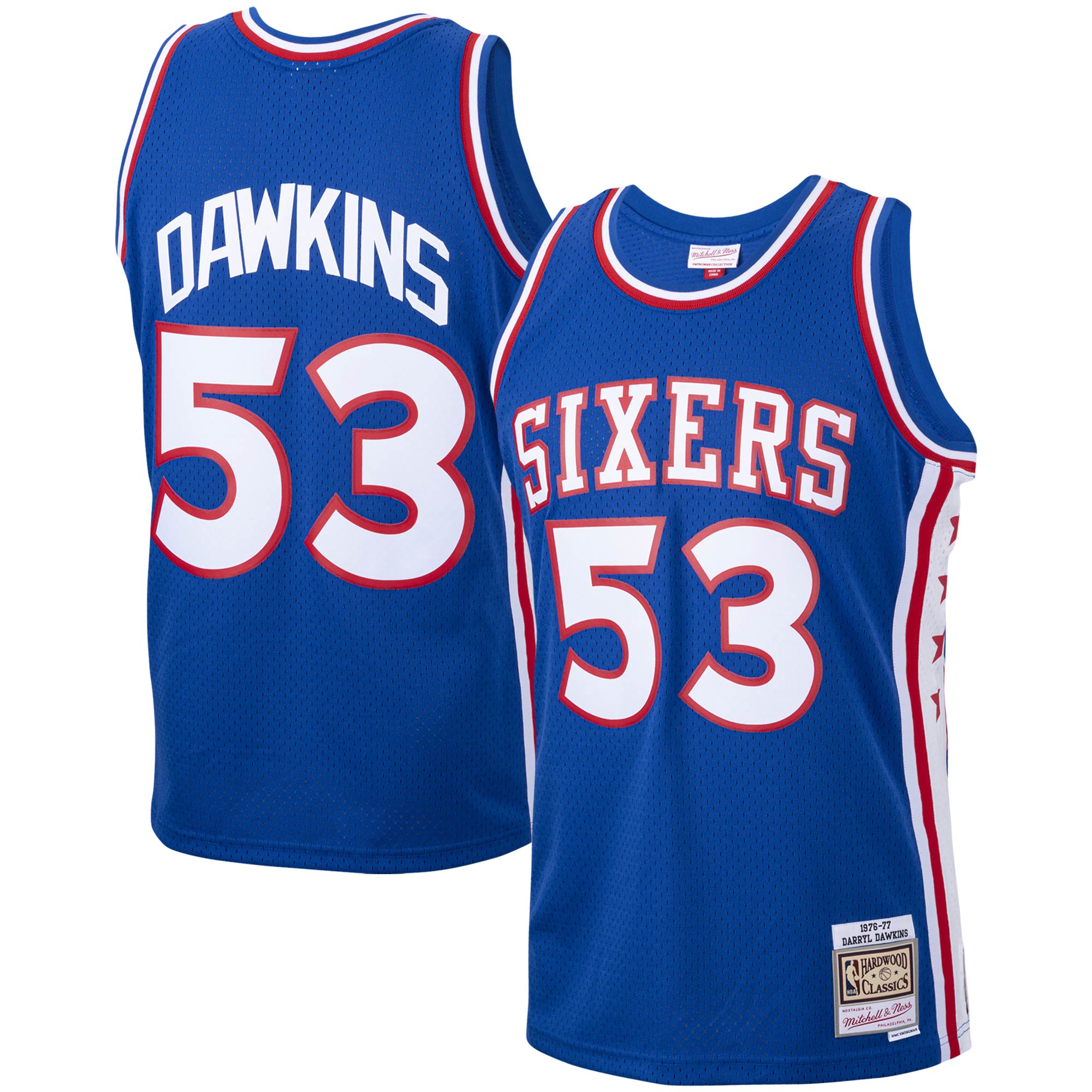 Men's Philadelphia 76ers Darryl Dawkins Royal 1976/77 Hardwood Classics Swingman Jersey