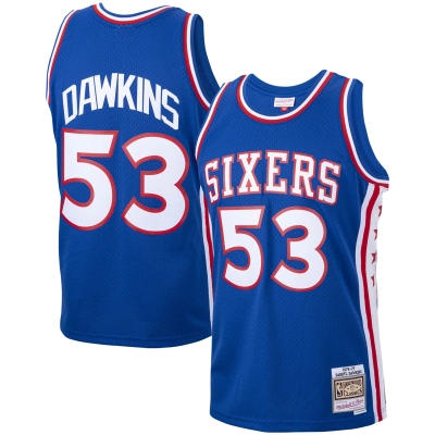 Men's Philadelphia 76ers Darryl Dawkins Royal 1976/77 Hardwood Classics Swingman Jersey 01