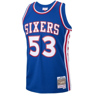 Men's Philadelphia 76ers Darryl Dawkins Royal 1976/77 Hardwood Classics Swingman Jersey 02