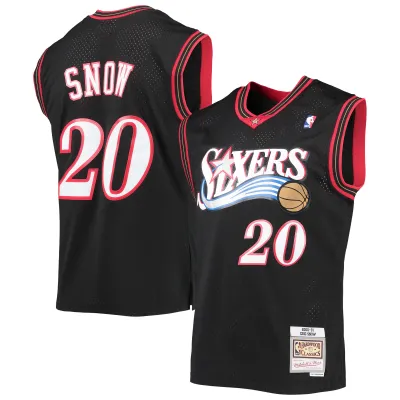 Men's Philadelphia 76ers Eric Snow Black 2000/01 Hardwood Classics Swingman Jersey 01