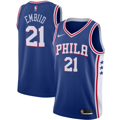 Men's Philadelphia 76ers Joel Embiid Royal 2019/2020 Swingman Jersey - Icon Edition 01