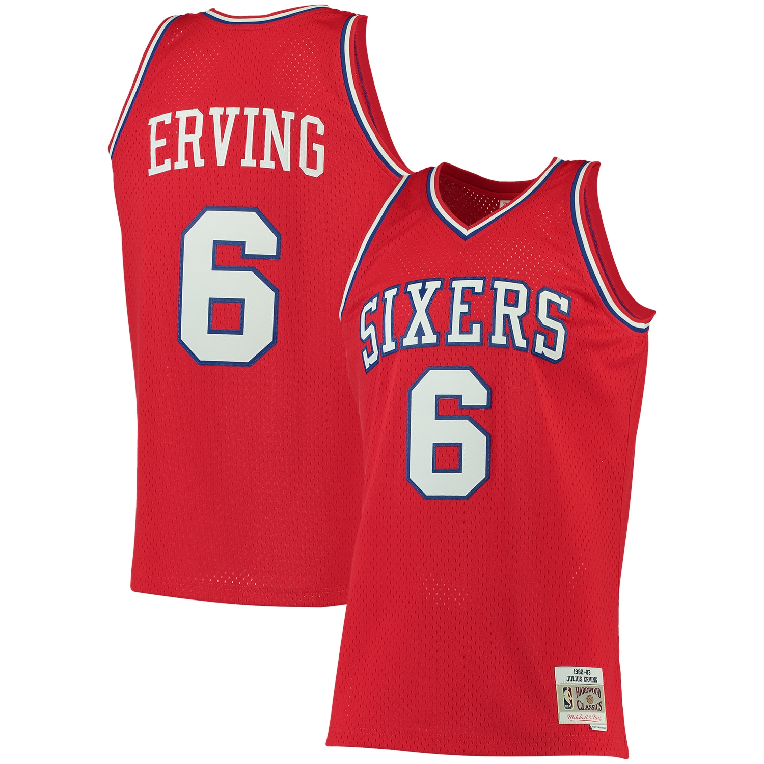 Men's Philadelphia 76ers Julius Erving Red 1982/83 Big & Tall Hardwood Classics Swingman Jersey
