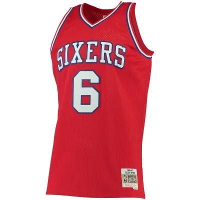 Men's Philadelphia 76ers Julius Erving Red 1982/83 Big & Tall Hardwood Classics Swingman Jersey 02