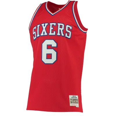 Men's Philadelphia 76ers Julius Erving Red Hardwood Classics Swingman Jersey 02
