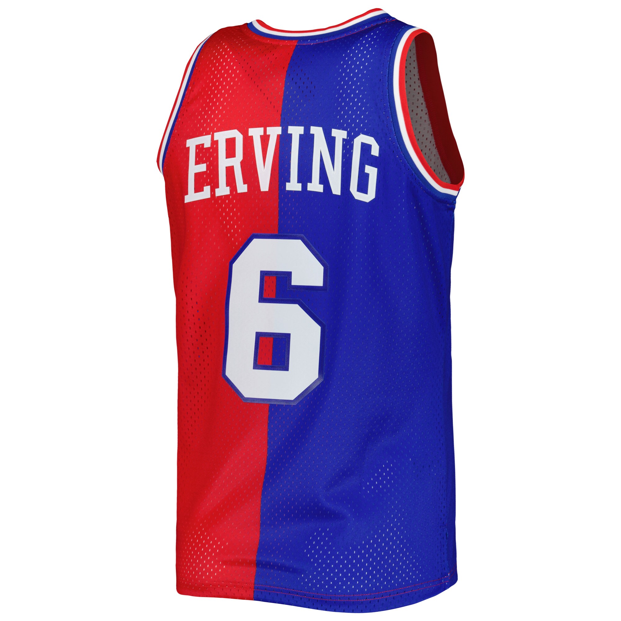 Men's Philadelphia 76ers Julius Erving Royal/Red Hardwood Classics 1982/83 Split Swingman Jersey