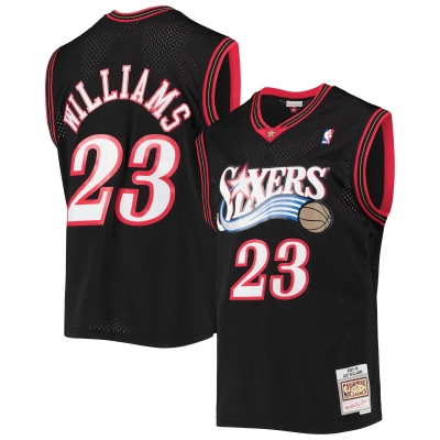 Men's Philadelphia 76ers Lou Williams Black 2005/06 Hardwood Classics Swingman Jersey 01