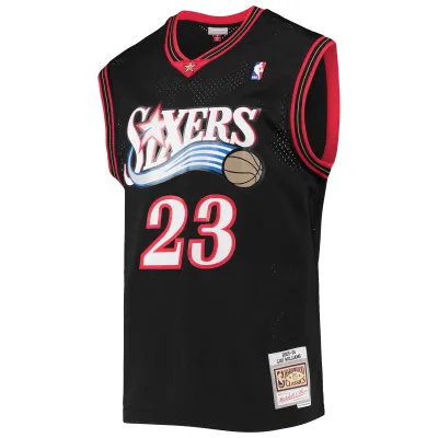 Men's Philadelphia 76ers Lou Williams Black 2005/06 Hardwood Classics Swingman Jersey 02