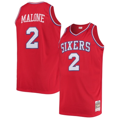 Men's Philadelphia 76ers Moses Malone Red 1982/83 Big & Tall Hardwood Classics Swingman Jersey 01