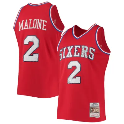 Men's Philadelphia 76ers Moses Malone Red 1982/83 Hardwood Classics NBA 75th Anniversary Diamond Swingman Jersey 01