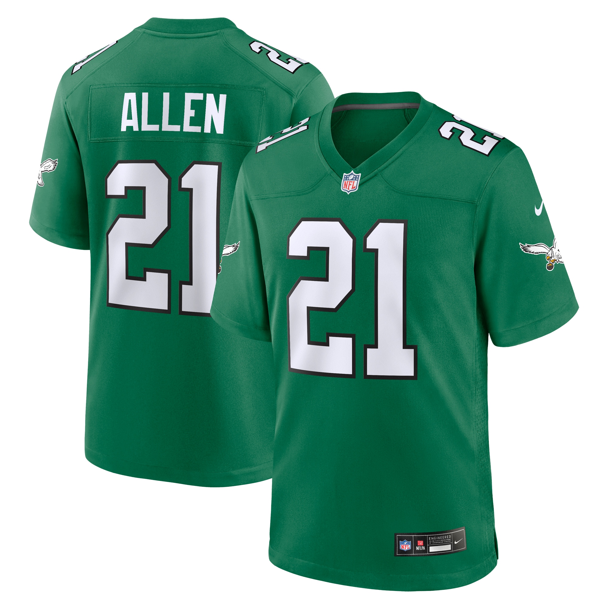 Men's Philadelphia Eagles Eric Allen Kelly Green Alternate Game Jersey