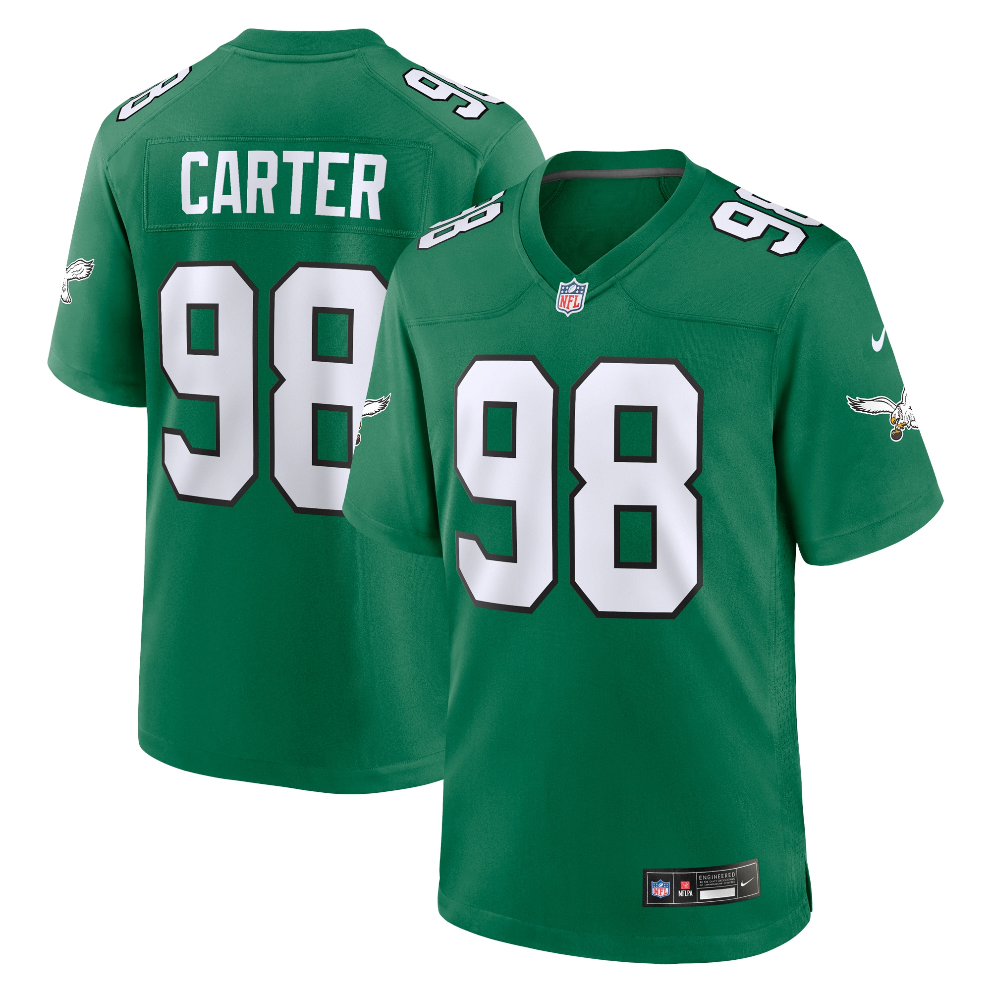 Men's Philadelphia Eagles Jalen Carter Kelly Green Alternate Game Jersey