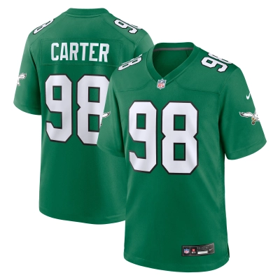 Men's Philadelphia Eagles Jalen Carter Kelly Green Alternate Game Jersey 01