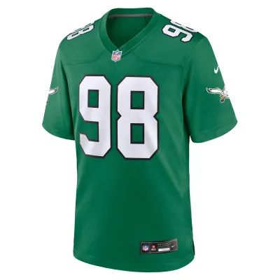 Men's Philadelphia Eagles Jalen Carter Kelly Green Alternate Game Jersey 02