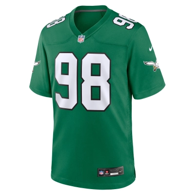 Men's Philadelphia Eagles Jalen Carter Kelly Green Alternate Game Jersey 02