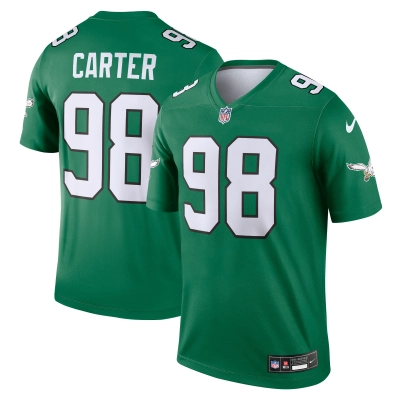 Men's Philadelphia Eagles Jalen Carter Kelly Green Alternate Legend Jersey 01