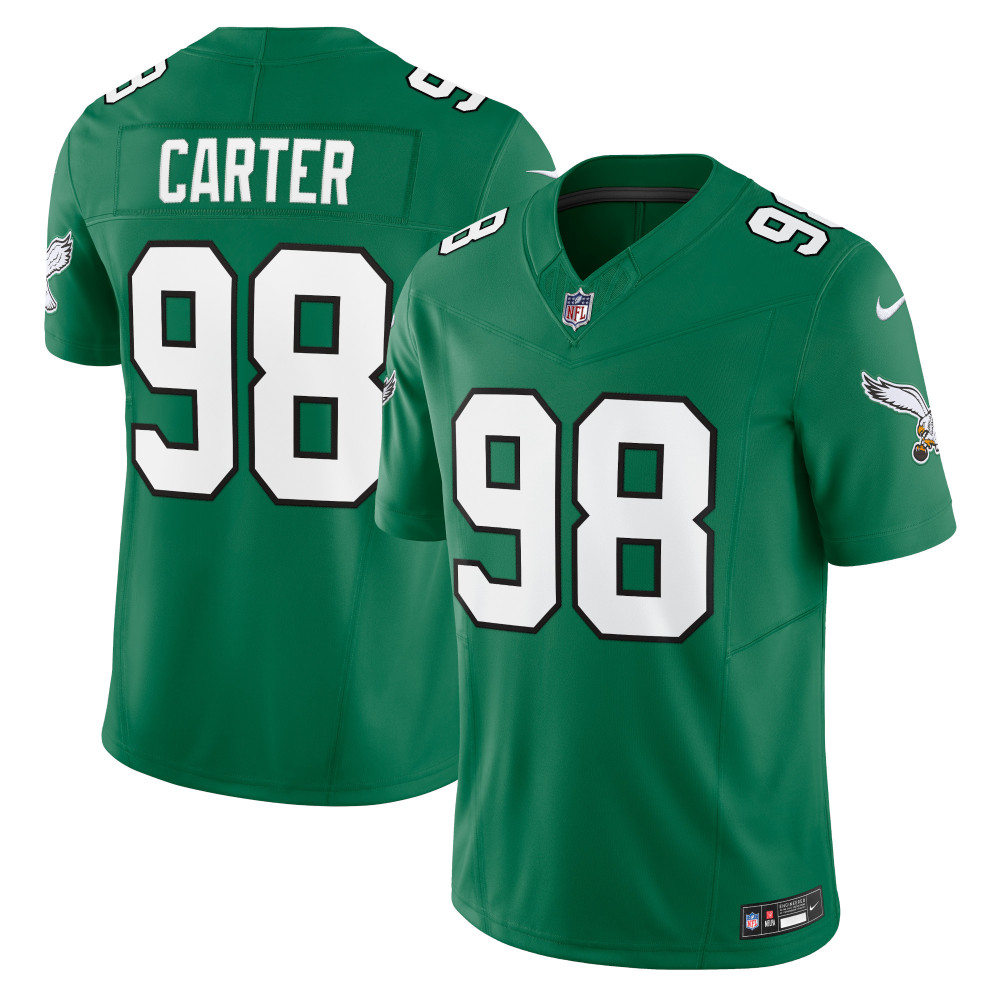 Men's Philadelphia Eagles Jalen Carter Kelly Green Alternate Vapor F.U.S.E. Limited Jersey