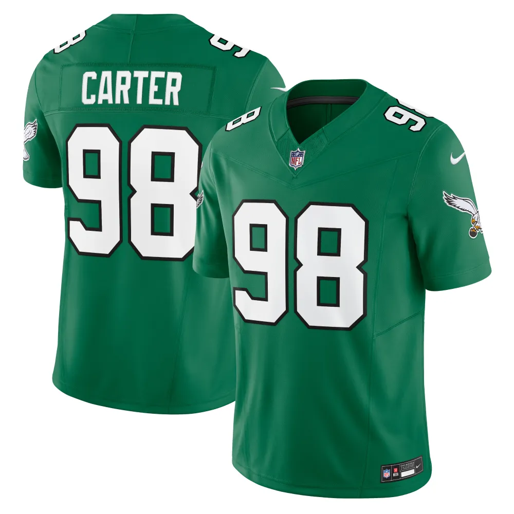 Men's Philadelphia Eagles Jalen Carter Kelly Green Alternate Vapor F.U.S.E. Limited Jersey