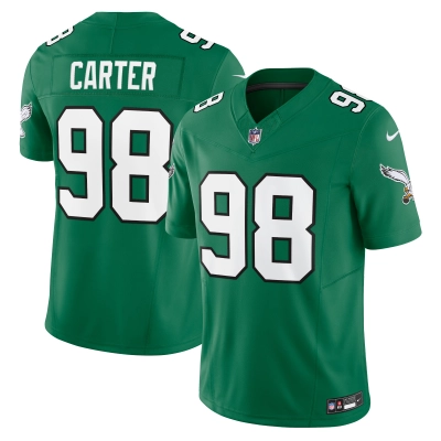 Men's Philadelphia Eagles Jalen Carter Kelly Green Alternate Vapor F.U.S.E. Limited Jersey 01