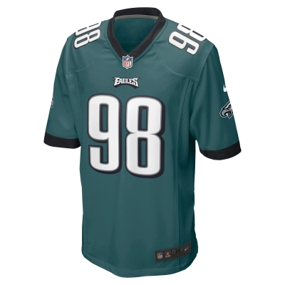 Men's Philadelphia Eagles Jalen Carter Midnight Green 2023 NFL Draft First Round Pick Game Jersey 02