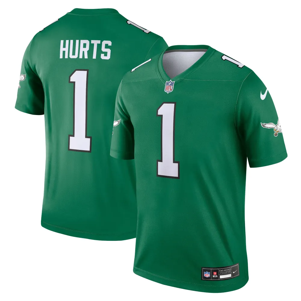 Men's Philadelphia Eagles Jalen Hurts Kelly Green Alternate Legend Player Jersey