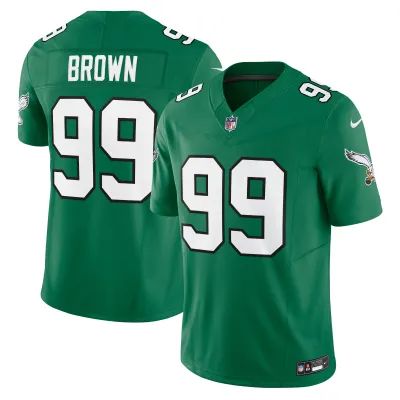 Men's Philadelphia Eagles Jerome Brown Kelly Green Alternate Vapor F.U.S.E. Limited Jersey 01