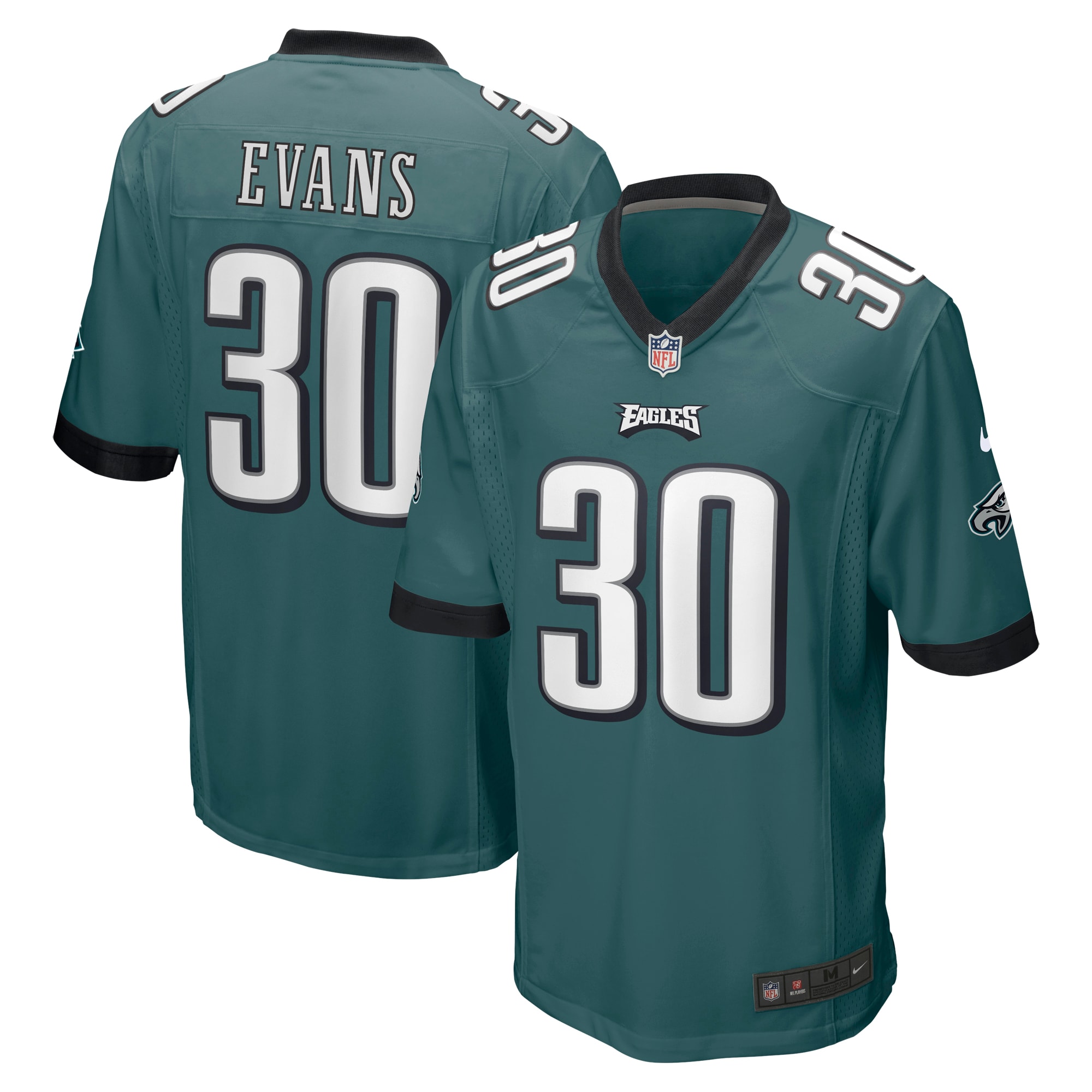 Men's Philadelphia Eagles Justin Evans Midnight Green Game Player Jersey