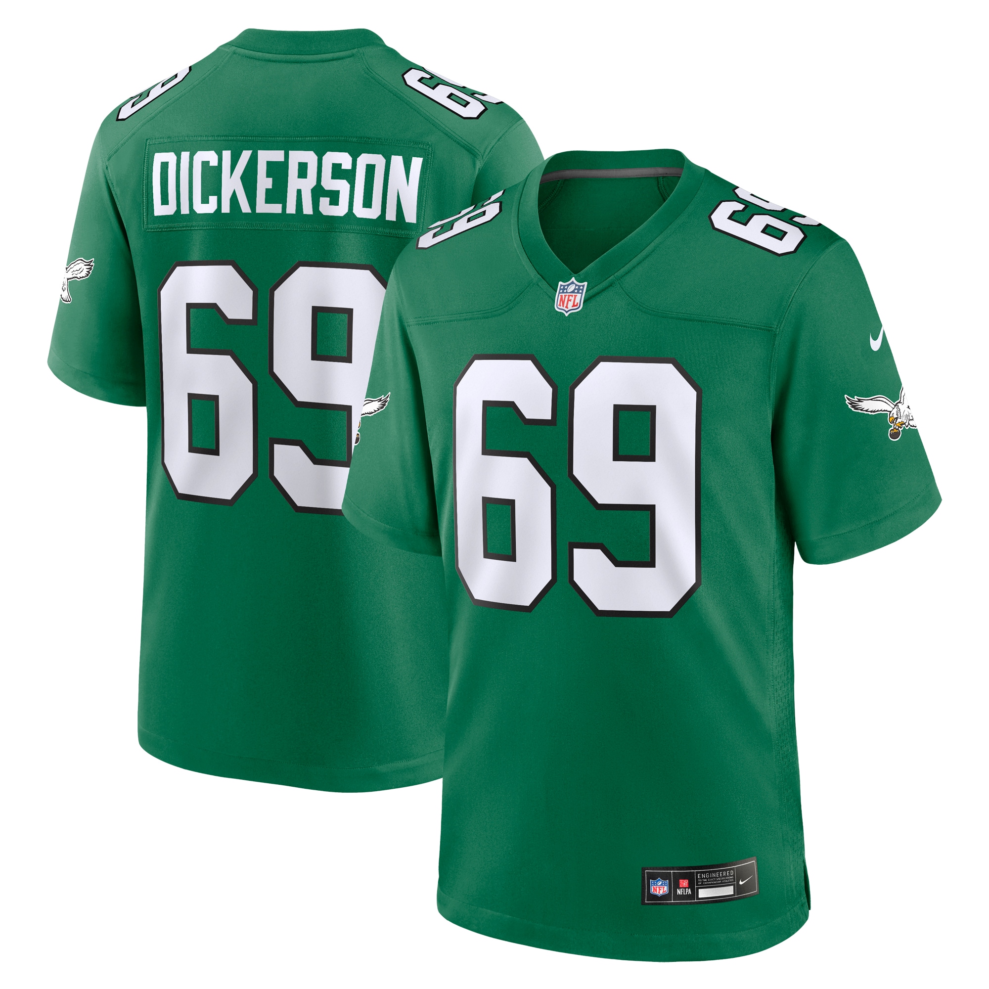 Men's Philadelphia Eagles Landon Dickerson Kelly Green Alternate Game Jersey