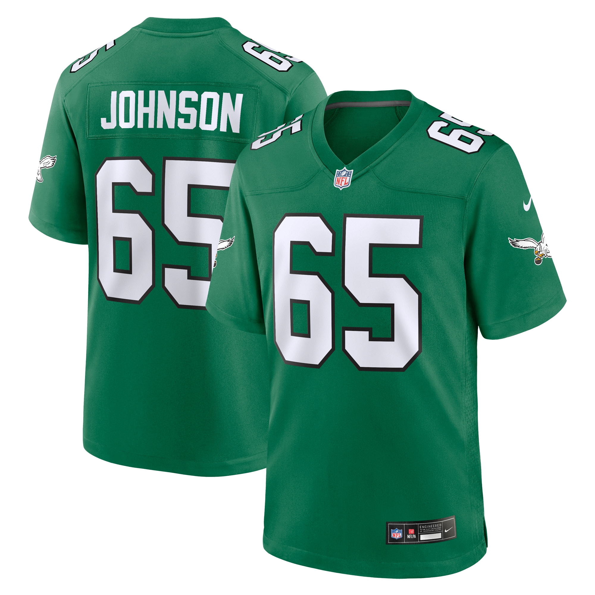 Men's Philadelphia Eagles Lane Johnson Kelly Green Alternate Game Jersey