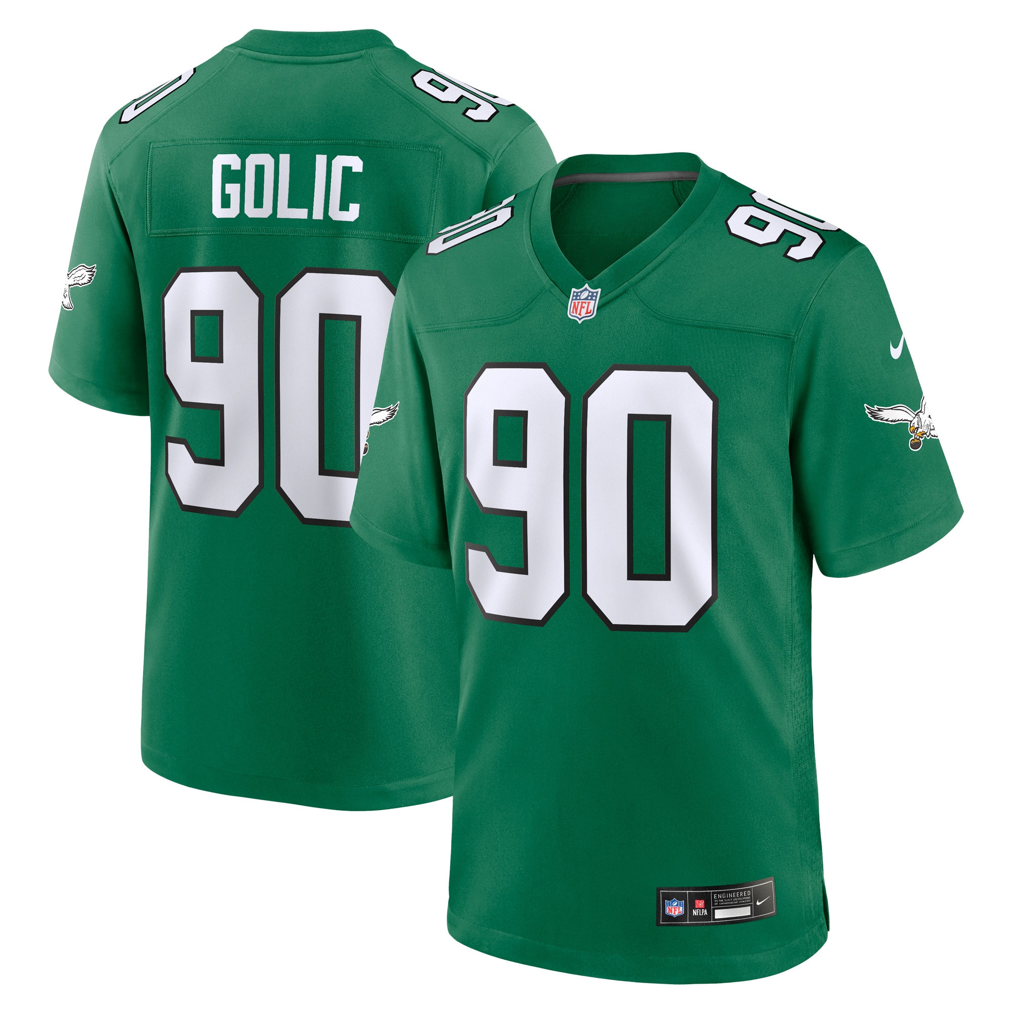 Men's Philadelphia Eagles Mike Golic Kelly Green Alternate Game Jersey