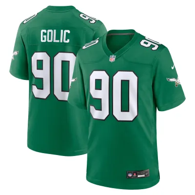 Men's Philadelphia Eagles Mike Golic Kelly Green Alternate Game Jersey 01