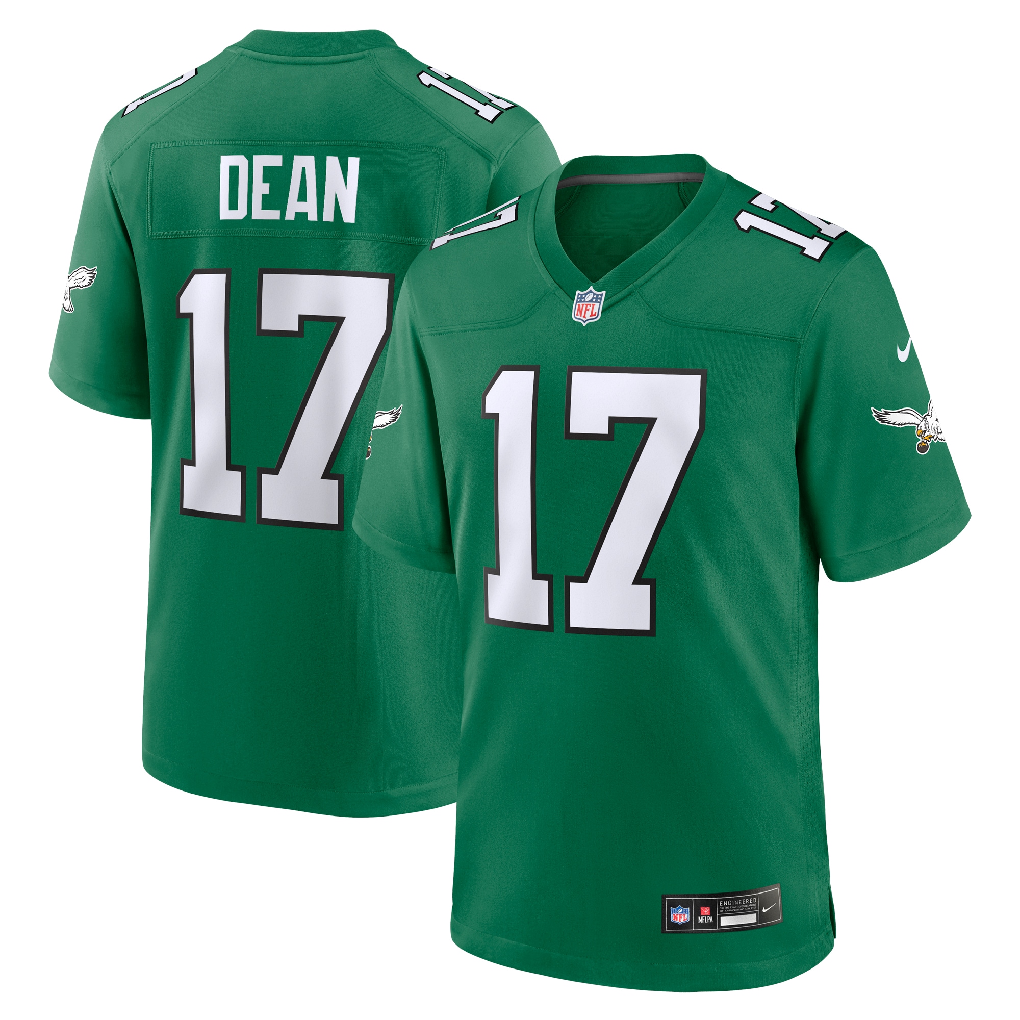 Men's Philadelphia Eagles Nakobe Dean Kelly Green Alternate Game Jersey