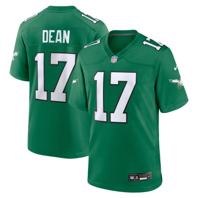 Men's Philadelphia Eagles Nakobe Dean Kelly Green Alternate Game Jersey 01