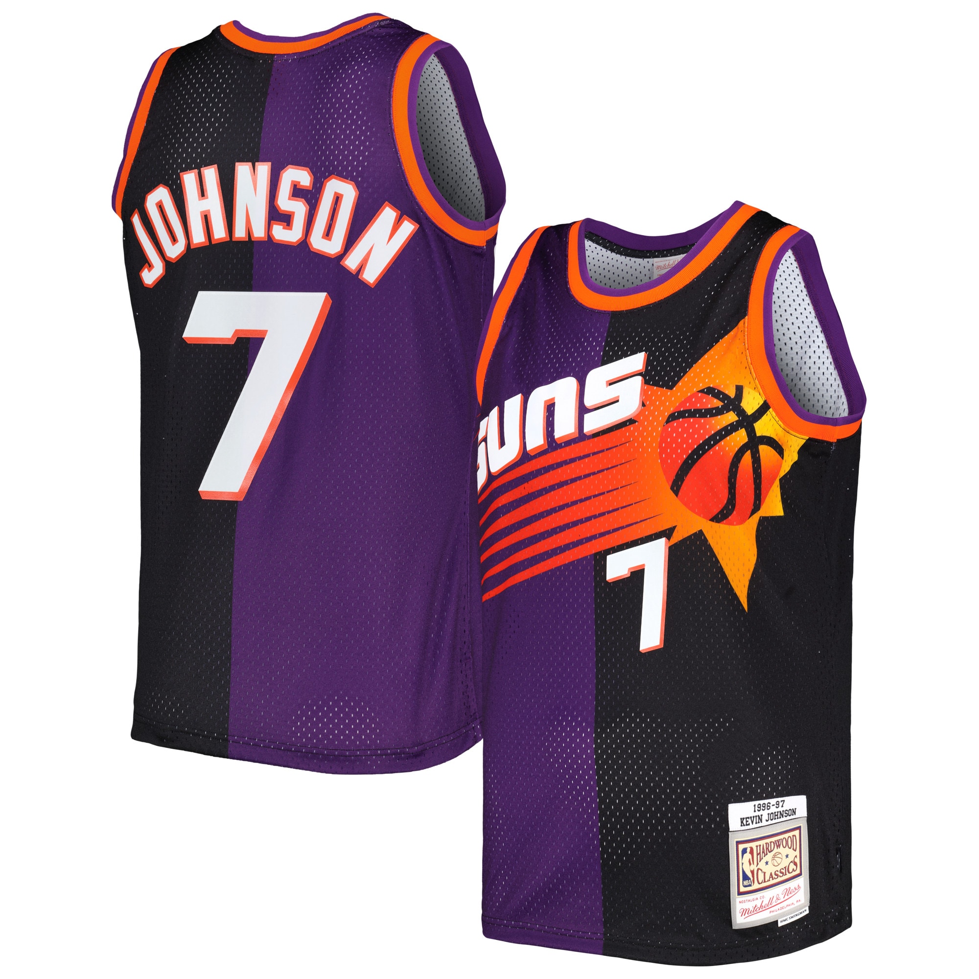 Men's Phoenix Suns Kevin Johnson Purple/Black Hardwood Classics 1996/97 Split Swingman Jersey