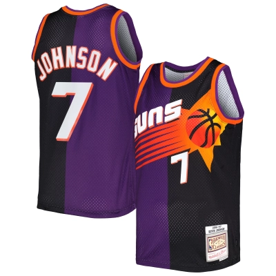 Men's Phoenix Suns Kevin Johnson Purple/Black Hardwood Classics 1996/97 Split Swingman Jersey 01