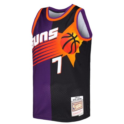 Men's Phoenix Suns Kevin Johnson Purple/Black Hardwood Classics 1996/97 Split Swingman Jersey 02