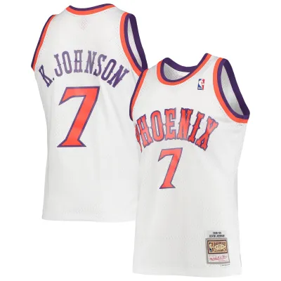 Men's Phoenix Suns Kevin Johnson White 1988/89 Hardwood Classics Swingman Jersey 01