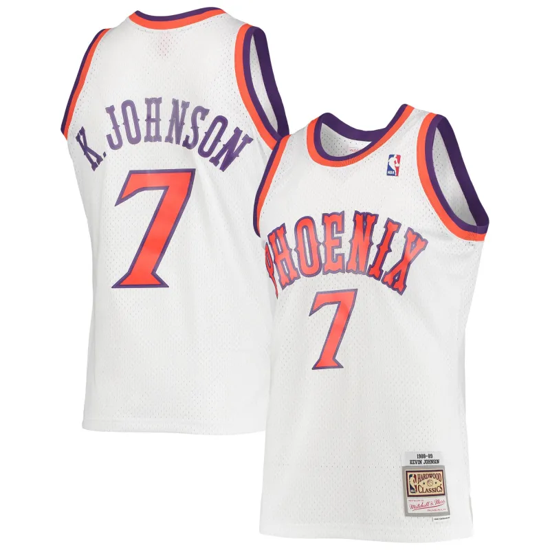 Men's Phoenix Suns Kevin Johnson White 1988/89 Hardwood Classics Swingman Jersey