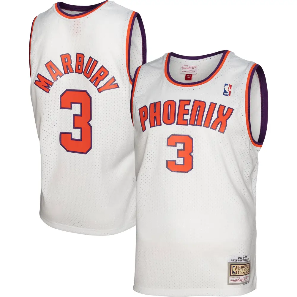 Men's Phoenix Suns Stephon Marbury White 2001/02 Hardwood Classics Swingman Jersey
