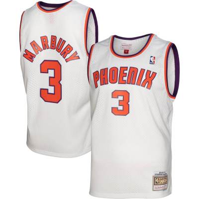 Men's Phoenix Suns Stephon Marbury White 2001/02 Hardwood Classics Swingman Jersey 01