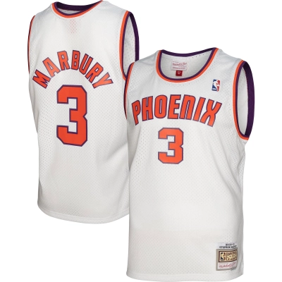 Men's Phoenix Suns Stephon Marbury White 2001/02 Hardwood Classics Swingman Jersey 01