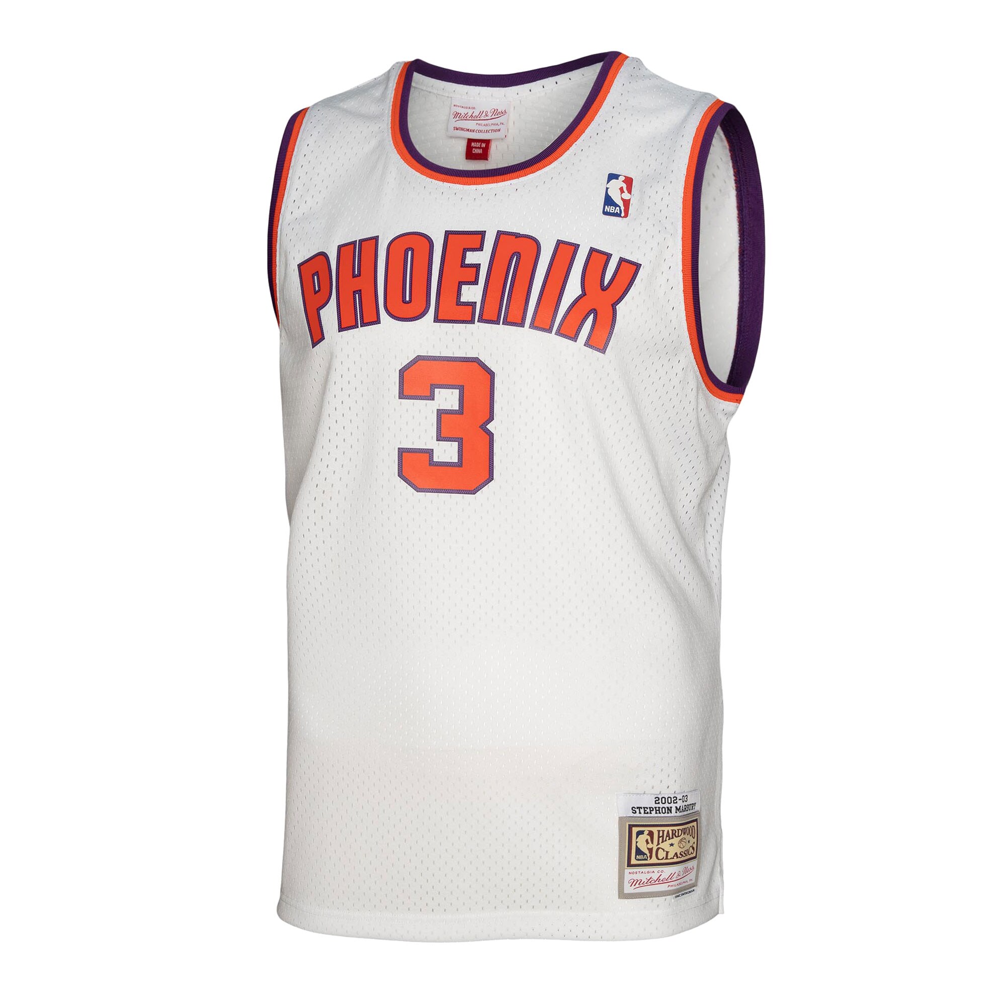Men's Phoenix Suns Stephon Marbury White 2001/02 Hardwood Classics Swingman Jersey