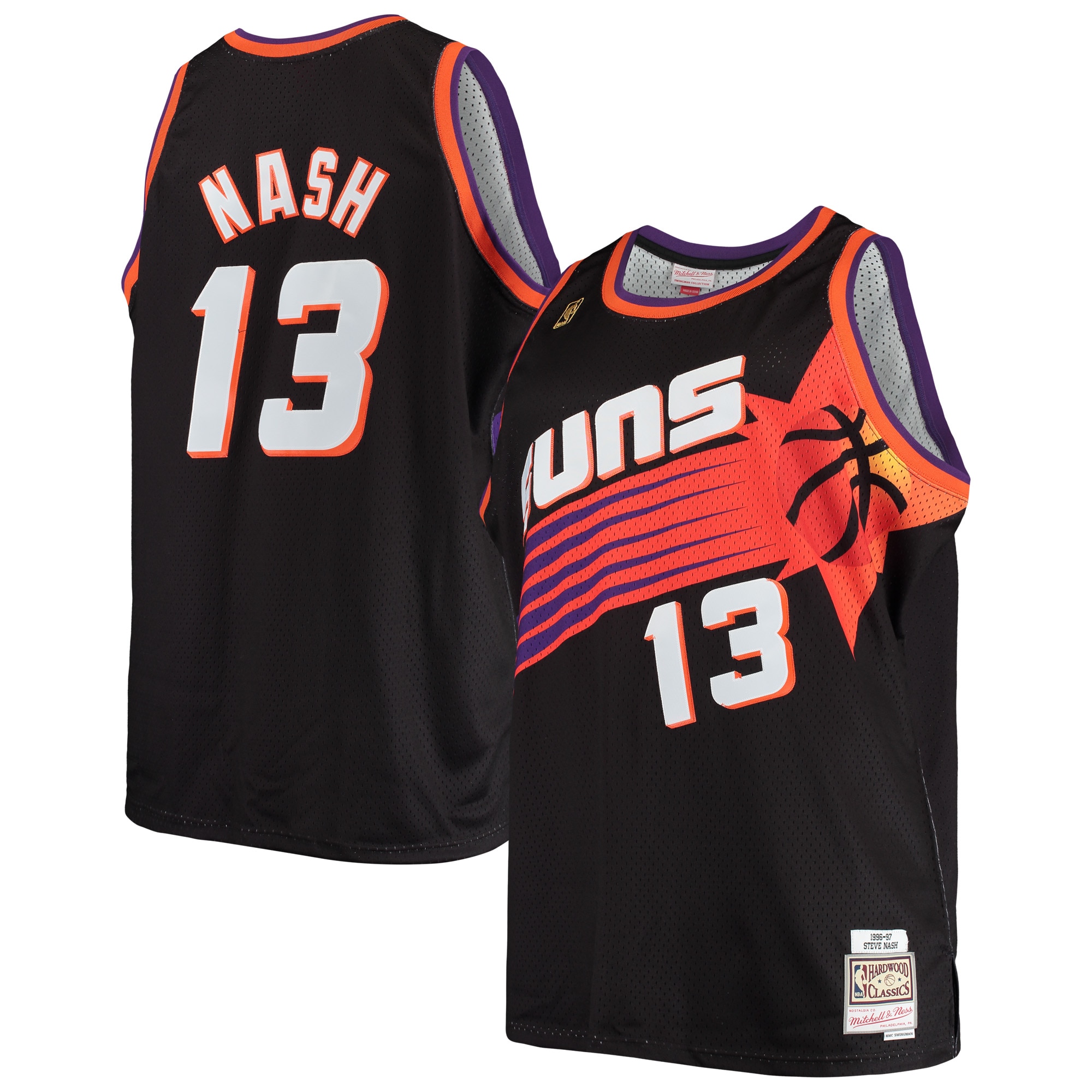 Men's Phoenix Suns Steve Nash Black 1996/97 Big & Tall Hardwood Classics Swingman Jersey