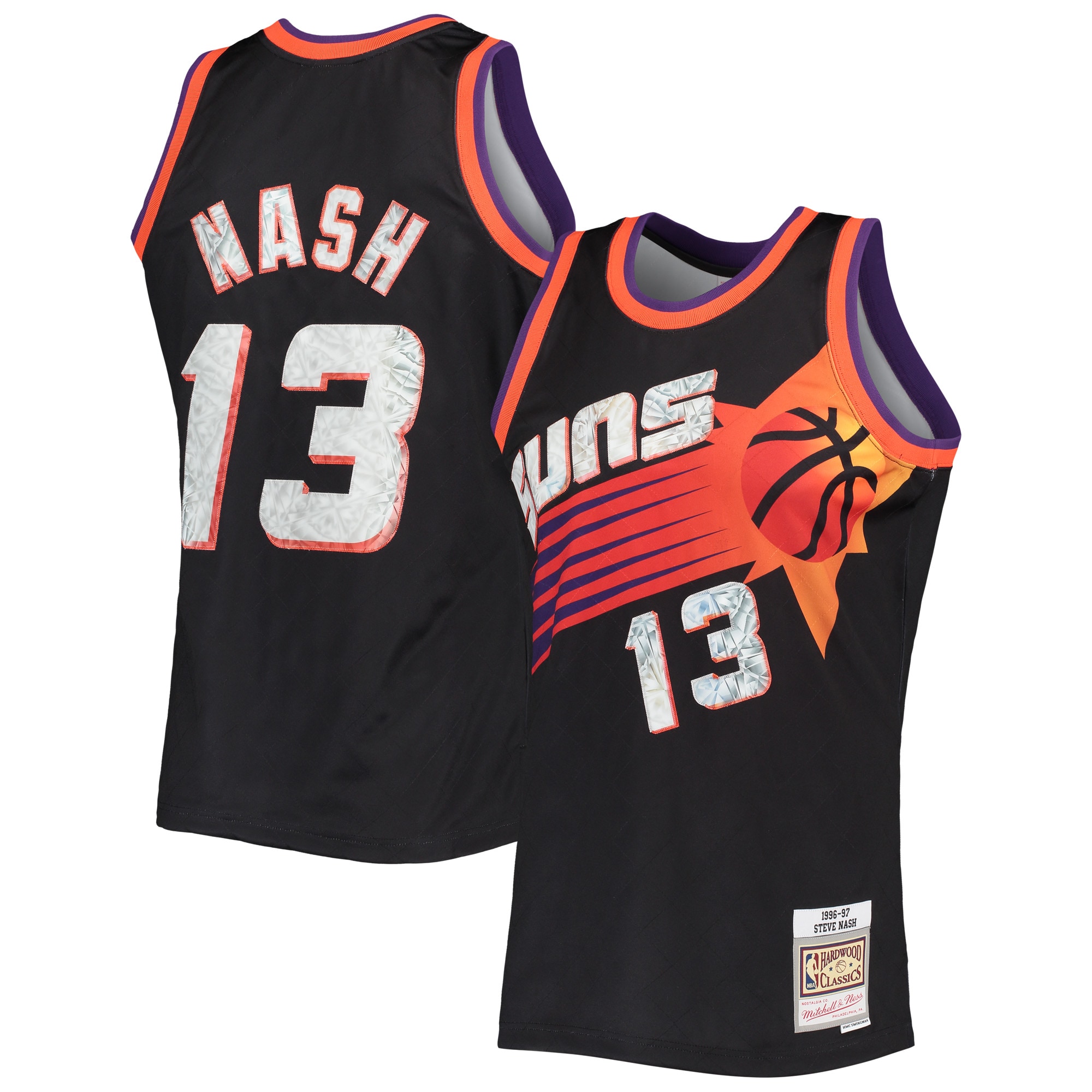 Men's Phoenix Suns Steve Nash Black 1996/97 Hardwood Classics NBA 75th Anniversary Diamond Swingman Jersey