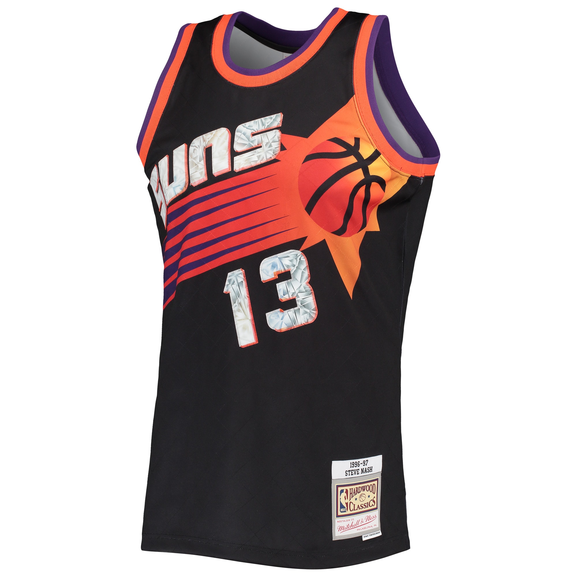 Men's Phoenix Suns Steve Nash Black 1996/97 Hardwood Classics NBA 75th Anniversary Diamond Swingman Jersey