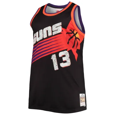 Men's Phoenix Suns Steve Nash Black Big & Tall 1996/97 NBA 75th Anniversary Diamond Swingman Jersey 02